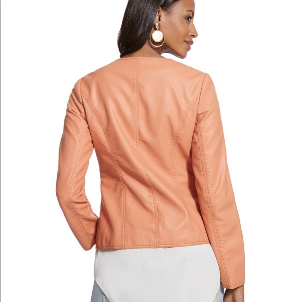 Chico’s Peach Faux Leather Jacket - Picture 2 of 8